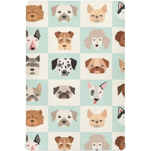 Puppy Dogs Crib Sheets for Boys Girls Pack and Play Sheets Super Soft Mini Crib Sheets Fitted Crib Sheet for Standard Crib and Toddler Mattresses Baby Crib Sheets for Girls Boys, 52x28IN
