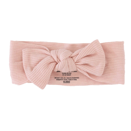 Lovely Pink Waffle Bamboo Knit Large Bow Headwrap