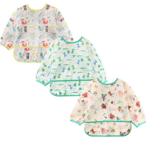 HaimoBurg 3 Pcs Baby Bibs,Long Sleeve Bib,Waterproof Toddler Bibs,0-24 Months