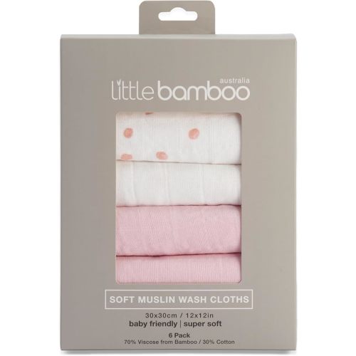 Little Bamboo Muslin Baby Face Washer Cloths 6 Pack - Whisper : Amazon.com.au: Baby