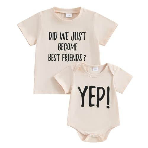 CREAIRY Did We Just Become Best Friends Big Brother Sister Little Brother Sister Matching Outfits Baby Boy Girl Shirt Romper