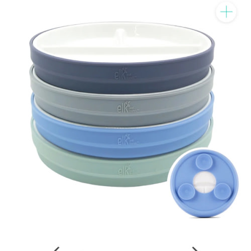 6.7"/16cm Porcelain White Divided Plates with Silicone Suction Sleeves