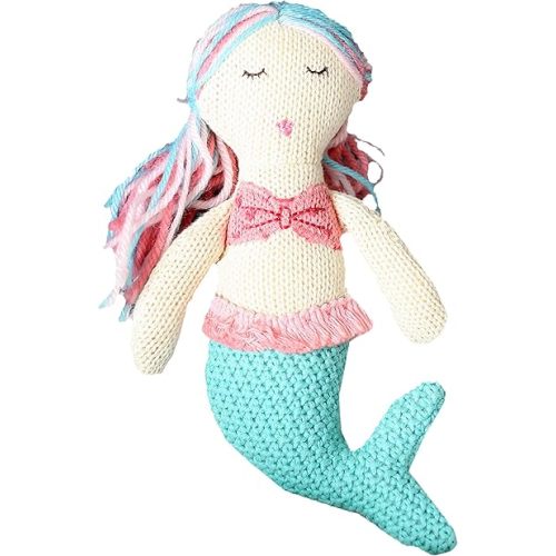 MON AMI Mermaid Plush Rattle Toy – 8 Inches Soft Baby Rattle with Gentle Chime Sound | Plush Stuffed Animal for Infants & Toddlers | Perfect Size for Little Hands