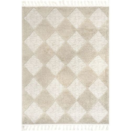 Nuloom Marissa High/Low Diamond Tassel Area Rug, Color: Ivory, Size: 7' 10" x 10'