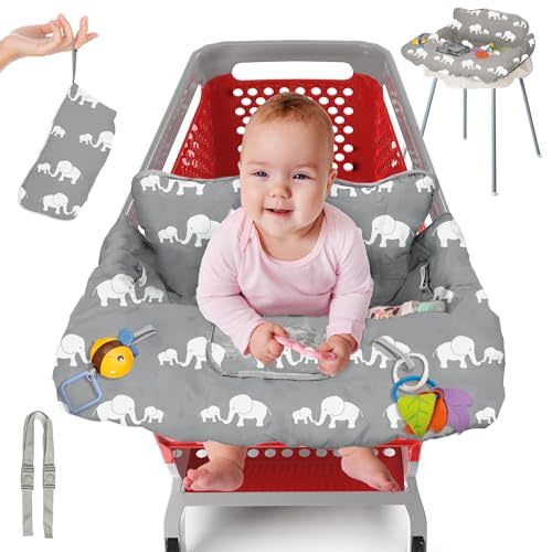 PILLANI Shopping Cart Cover for Baby, High Chair Cover for Restaurant Seat - Grocery Cart Cover for Baby Girl and Boy, Comfortable Cotton Buggy Covers for Babies - Padded Toddler Shopping Cart Cover