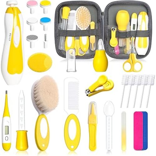 Baby Healthcare and Grooming Kit for Newborn Kids, 31PCS Upgraded Safety Baby Care Kit, Newborn Nursery Health Care Set, Baby Care Products (Yellow)