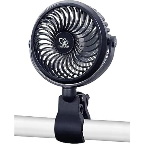 liuliuby Baby Stroller Fan with Clip | Clip On Fan for Baby Car Seat | Portable & Rechargeable with Durable Clamp | Stroller Accessories | Small Cooling USB Chargeable Battery (Jet Black)