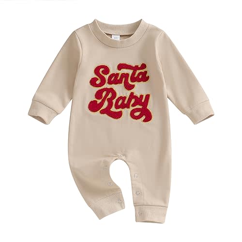 FYBITBO Infant Baby Boy Girl Clothing Santa Long Sleeve Jumpsuit Romper Newborn First Christmas Outfit One Piece Clothes
