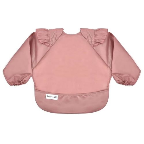 Tiny Twinkle Mess Proof Baby Bib,Waterproof Smock Baby Bib for Eating,Machine Washable Long Sleeve Bib,Baby Led Weaning,Toddler Bib,BLW Supplies(Taupe, Small 6-24 Months)
