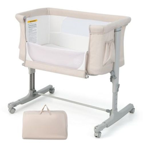 Infans 3-in-1 Baby Bassinet Beside Crib With 5-level Adjustable Heights Beige