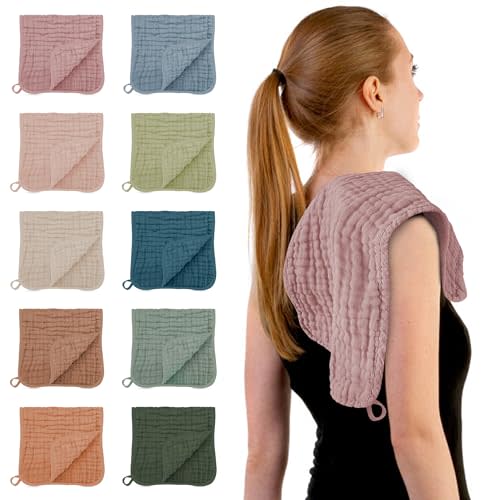 HIPHOP PANDA Muslin Burp Cloths, 10 Pack - Large 20" X10" - Ultra Absorbent and Soft 100% Cotton Baby Essentials Drool Rags and Messes for Newborn - Colorful Designs for Boy Girl, Multicolor