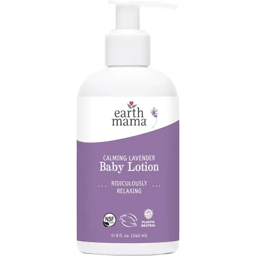 Earth Mama Calming Lavender Baby Lotion for Dry Skin, Calendula Cream for Newborn Skin Care, Organic Moisturizer for Children with Aloe Juice, Rooibos, & Shea Butter, Lavender Lotion, 8 Fl Oz