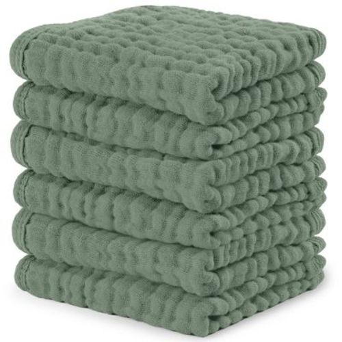Baby Washcloths Muslin Cotton, Large 10”x10” by Comfy Cubs (Caramel, Pack of 10)