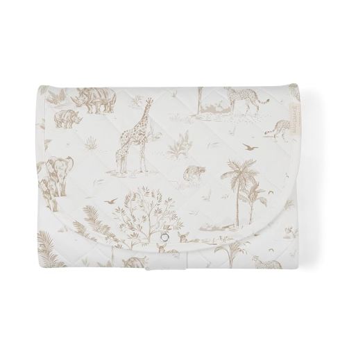 Makemake Organics Organic Portable Changing Pad GOTS Certified Organic Cotton Fill Portable Diaper Changing Mat Diaper Clutch Changing Station Kit Compact Travel Pad (33"x34", Safari)