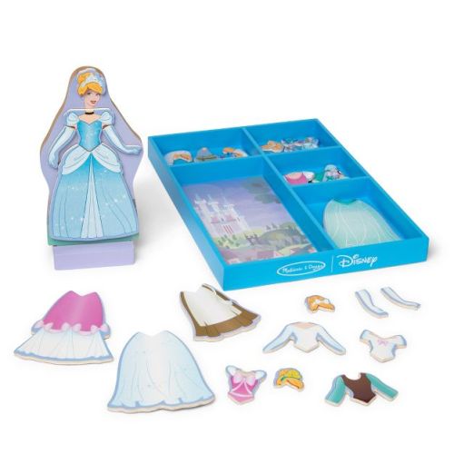 Melissa & Doug Disney Wooden Magnetic Dress Up Cinderella: Educational Gross Motor Creativity Toy Set, 32 Pieces