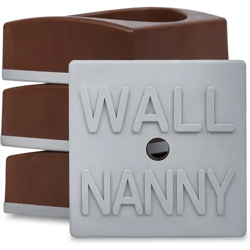Wall Nanny Mini (4 Pack - Made in USA) Smallest Low-Profile Wall Protector for Baby Gates - Perfect in Doorways - Best Saver Cups Guard Trim & Paint for Child Dog Pet & Safety Pressure Gate (Brown)