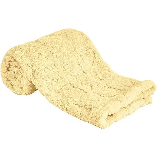 Yurhap Fleece Baby Blanket Heart Checkered, Ultra Soft Cozy Baby Blankets for Girls Boys, Fluffy Infant Toddler Newborn Receiving Gifts for Crib Stroller 30"x40" (Butter Yellow)