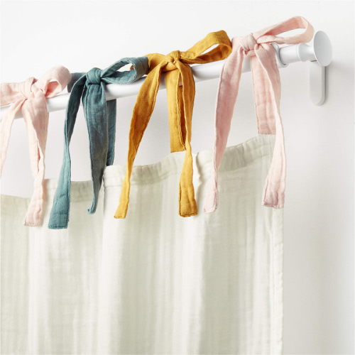 84" White Tie Organic Muslin Curtain Panel