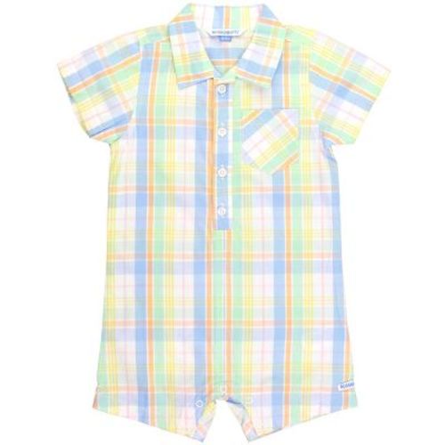 Ruggedbutts Boys' Button-up Romper - Light Wash Denim, Size: 6-12m