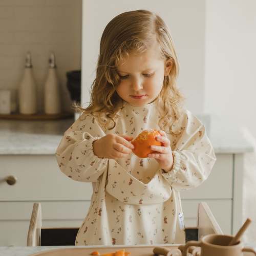 Long-sleeved Bib with integrated pocket 6-24m - Les Fleurs