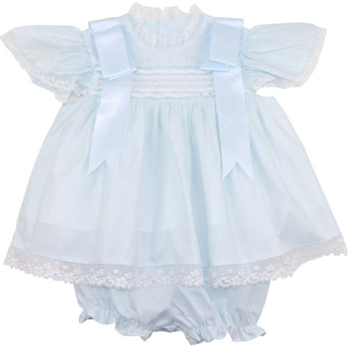 Blue Heirloom Lace Diaper Set | 9 Month