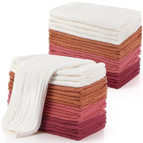Buryeah 20 Pcs Large 20 x 10 Inch Burp Cloths Multi Colors Washcloths Baby Burping Cloth Diapers 6 Absorbent Layers Face Towels (Multi Colors)
