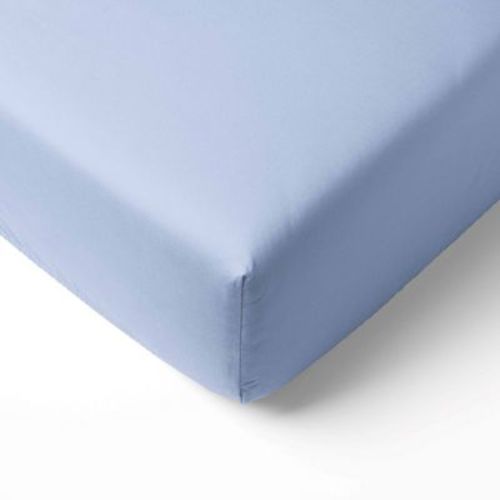 Bacati - Solid Light Baby Blue 100 Percent Cotton Universal Baby Us Standard Crib Or Toddler Bed Fitted Sheet