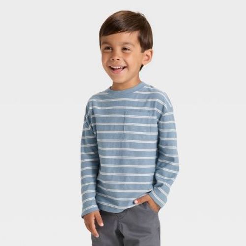 Toddler Boys' Long Sleeve Jacquard Striped Oversized T-Shirt - Cat & Jack™