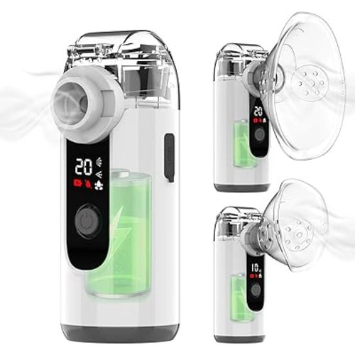 Hand-held Nebulizer for Respiratory System, Portable Nebulizer with Self-Clean Mode, Rechargeable Nebulizer for Home Office Travel