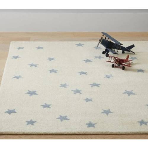 Authentic Hand tufted Star rug Kids rug white rug,Blue rug Children Nursery woolen rug living room rug Bedroom Rug Handmade rug