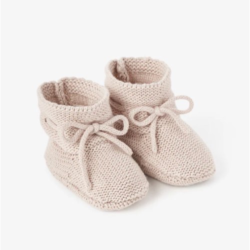 Taupe Garter Knit Baby Booties – Elegant Baby