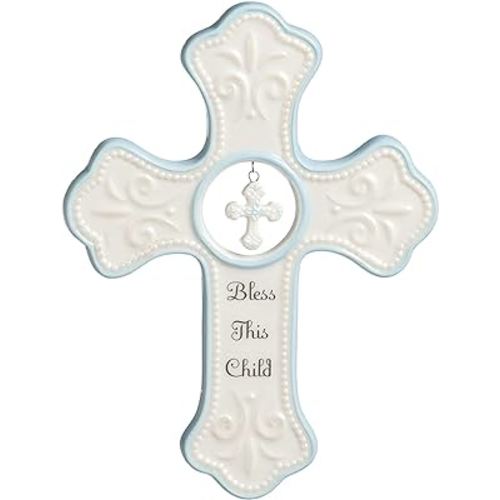 NAT and Jules Bless This Child Hanging Cross, Blue