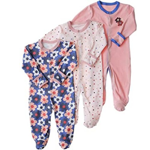 Aablexema Baby Footie Pajamas with Mittens - 3 Pcs Infant Girls Boys Footed Sleeper Newborn Cotton Sleepwear Outfits