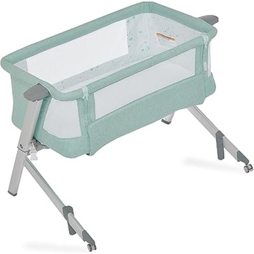 Dream On Me Skylar Bassinet and Beside Sleeper in Blue, Lightweight and Portable Baby Bassinet, Five Position Adjustable Height, Easy to Fold and Carry Travel Bassinet, JPMA Certified
