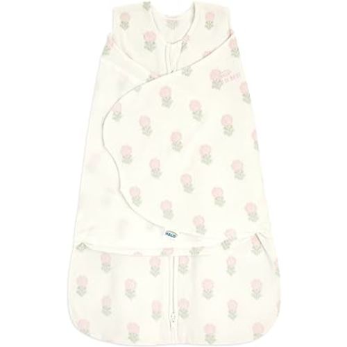HALO Micro-Fleece Sleepsack Swaddle, 3-Way Adjustable Wearable Blanket, TOG 3.0, Block Flower, Small, 3-6 Months