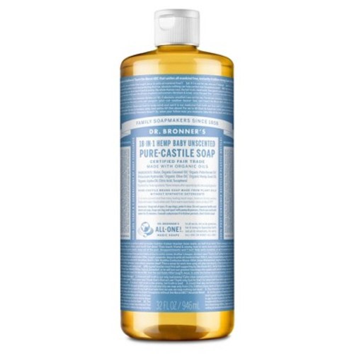 Dr. Bronner's 18-In-1 Hemp Baby Pure Castile Liquid Soap - Unscented - 32 fl oz