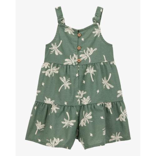 Baby Floral Print Button-Down Romper - Green - OshKosh | Carter's