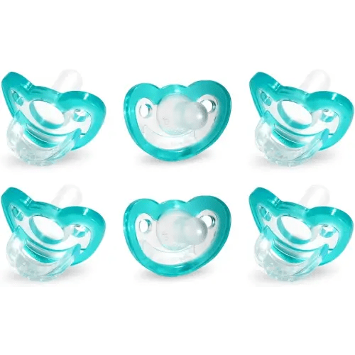 RaZbaby Jollypop Pacifier for Newborns & Up, USA Made, Natural Shaped Orthodontic Binky, Lovingly Shared in NICUs & Hospitals Worldwide, Medical-Grade 100% BPA-Free - 0-3 Months, 6 Pack - Teal