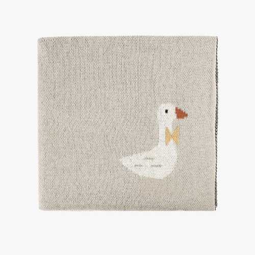Knitted Baby Blanket Goose Beige: Cotton Baby Blanket, Gender Neutral Baby Gift, Newborn Swaddle, Nursery Decor