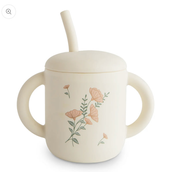Silicone Training Cup + Straw w/Design – Apple Blossom Baby And Decor