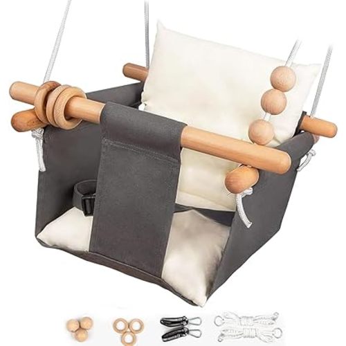 Baby Swing Outdoor Indoor Toddler Swing Seat with Safety Belt, Canvas Hanging Swings Outside Tree Swing Great Gift for Baby Boys Girls Kids Lovers