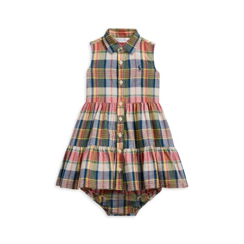 Shop Polo Ralph Lauren Baby Girl's 2-Piece Madras Plaid Sleeveless Shirtdress & Bloomers Set | Saks Fifth Avenue