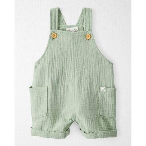Little Planet By Carter's Organic Baby Gauze Shortalls - 9m: Sleeveless Romper, Squareneckline, Front Pocket, Crotch Snap