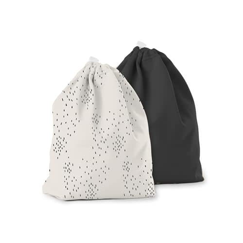 Esembly Ditty Bag Duo, Waterproof Wet Dry Bags for Cloth Diapers, Messy Baby Accessories, Swimsuits, Gym Clothes, Toiletries and Snacks - Apostrophe and Graphite (Pack of 2)