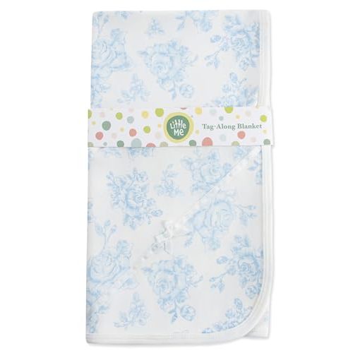 Little Me Blankets for Baby Girls' Swaddling Receiving Blanket, Blue Roses, 30 x 27 Inches