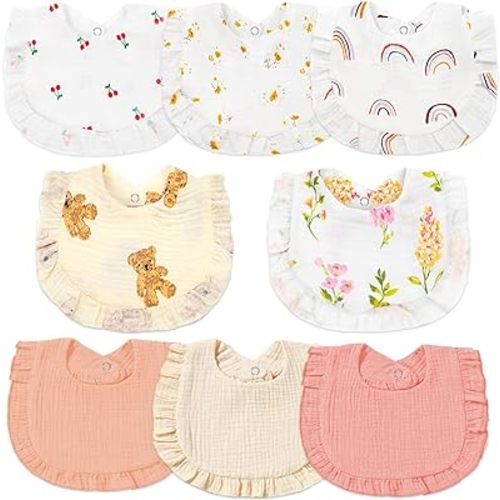 Muslin Baby Bibs for Baby Girls, Muslin Bibs Drool Bandana Bibs