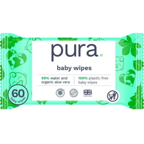 Pura Baby Wipes, Fragrance Free, Sensitive, EWG Verified, Plant-Based, 60 Count, Choose Your Count