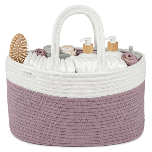Comfy Cubs Diaper Caddy Organizer for Baby - Large Portable with Dividers for Diapers & Wipes, Mauve