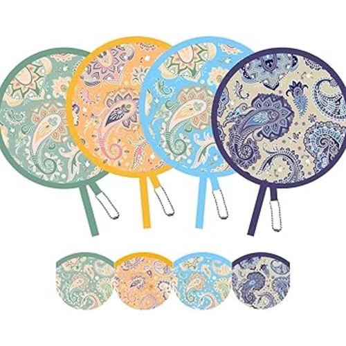 Foldable Hand Fans, Versatile Round Handheld Fans for Travel, Events, Indoor and Outdoor