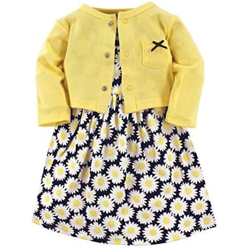 Hudson Baby Baby Girls' Cotton Dress and Cardigan Set